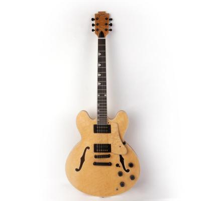 China Good quality jazz body gitar guitar birdseye maple f hole double body electric guitar guitarra guitarra cutaway thin hollow guiter for sale