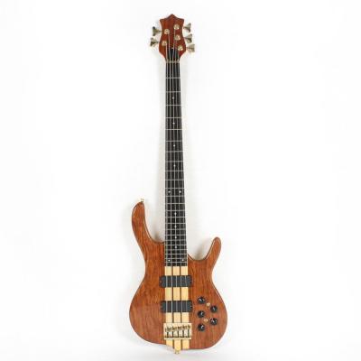 China High quality maple custom OEM made in china neck through body 5 five string ebana electric bass guitar for sale