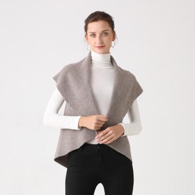 China Stylish Anti-wrinkle Design Moss Stitch Knitted Shawl Women Cocoon Sweater RTW Wool Fine Knit Open Layering Sweater for sale