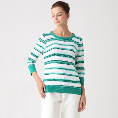 China Reversible Irregular Stripe Print Women Summer 22 Cold Back Sweater for sale