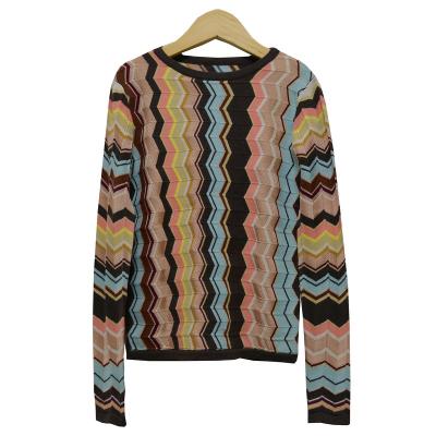 China 2021 Anti-wrinkle School Girl Knitwear Stylish Zig Zag Sweater Colors Horizontal Barring Sweater for sale