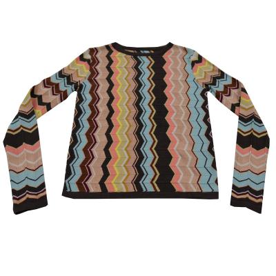 China Anti-wrinkle Kids All Over Zig Zag Colorblocking Knitted Pullover Kids Horizontal Stripes Sweater for sale