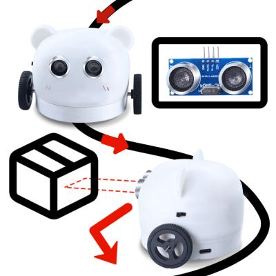 China Mini Music Playback Ultrasonic Following Electronic Obstacle Avoidance Project Robot Track Robot Educational Programming Robot Kit For Kids for sale