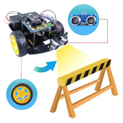 China PUSH 2022 Factory Obstacle Avoidance Program Robotics Smart Robot Car Kit Ultrasonic Starter Kit for sale