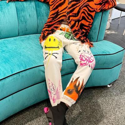 China Yiwu Yingyue Autumn Halloween Cartoon Painted Unisex Fleece Sweatpants Breathable Graffiti Printed Jogger Pants for sale