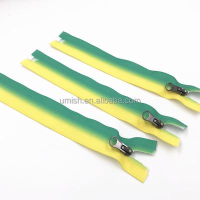 China Printing on Puller Fancy Narrow Tape #5 Inch Reverse End DALH Nylon Zipper with Tape Printing for sale