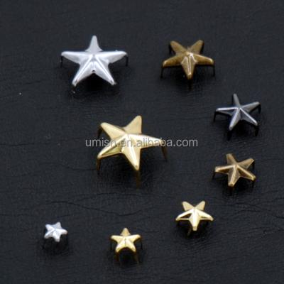 China High Quality Shiny Metal Shape Nickel Free Star Decoration Brass Studs For Leather Jacket for sale