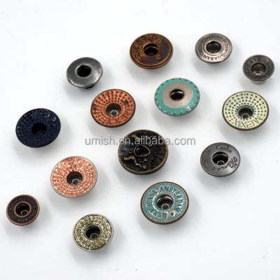 China 14MM Viable Pin Shank Metal Jeans Button Single 17MM Brass for sale