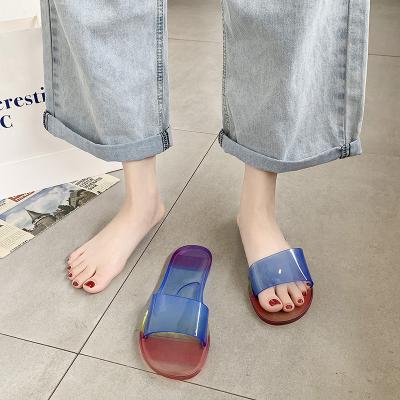 China Hot Sale Latest Fashion Slipper Casual Dranded Non-Slip Designers Crystal Jelly Soft Slippers For Women for sale