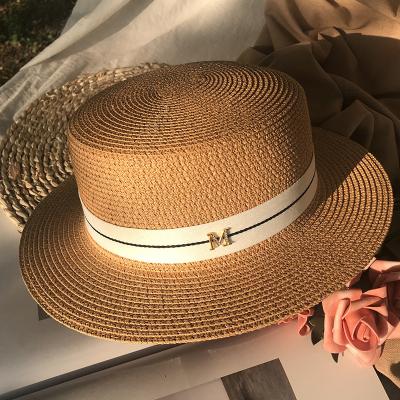 China Character Fashion Romantic Flat-topped Straw Hats Party Getaway Pure Color Designer Bucket Hats For Women for sale