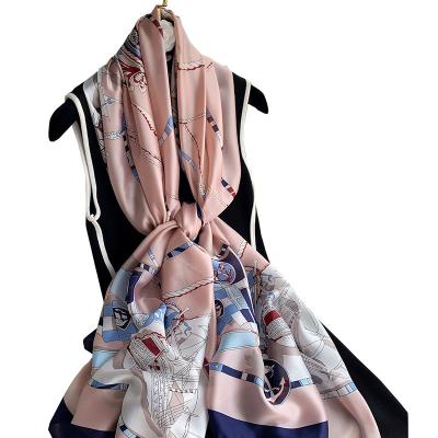 China Fashion Vintage Printing Silk Scarf For Women Famous Satin Winter Beautiful Scarves Custom Shawls for sale