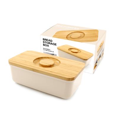 China Freshness Keeping Collection Square New Shaped Kitchen Bread Bin Plastic Storage Box High Capacity With Bamboo Cutting Board Lid for sale