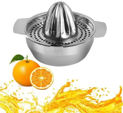 China Viable Orange Manual Juicer with Sieve Container Citrus Juicer Hand Press Stainless Steel Manual Juicer for Homemade Juice for sale