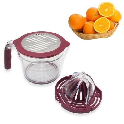 China Viable Orange Lemon Squeezer Hand Squeezer Manual Fruit Squeezer Lime Squeezer with Built-in Measuring Cup and Non-Slip Grater Silicone Handle for sale