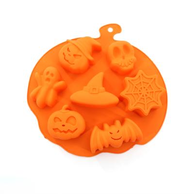 China Halloween 6 Hole Pumpkin Bat Ghost Viable Non-Stick Cake Mold Moldes De Silicona Baking For DIY Soap Cookie Chocolate Jelly for sale