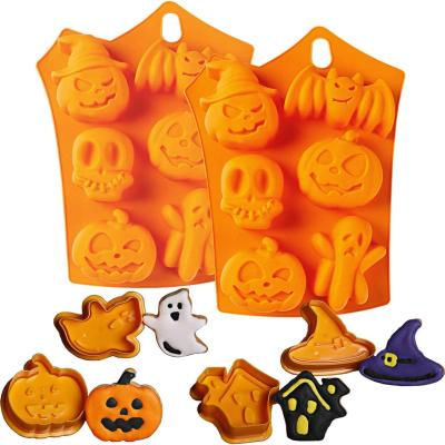 China Viable Halloween Silicone Baking Molds with Pumpkin Cupcakes Bats Ghost Shape for DIY Kitchen Baking Tools for sale