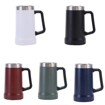 China Viable Custom Logo Stainless Steel Vacuum Tumbler Mug Insulated Double Wall Coffee Mug 710ml Beer Mug With Handle for sale