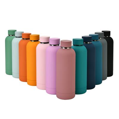 China Amazon Viable Hot Sale Matte Printing Pastel Flask Stainless Steel Drink Bottle 500ml Rubber Steel Customized Water Bottle for sale