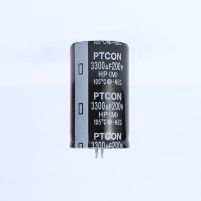 China High Quality Sufficient Price 35X60 200v 3300uf General Purpose Lower Long Life PTCON Voltage Break In Aluminum Electrolytic Capacitor for sale