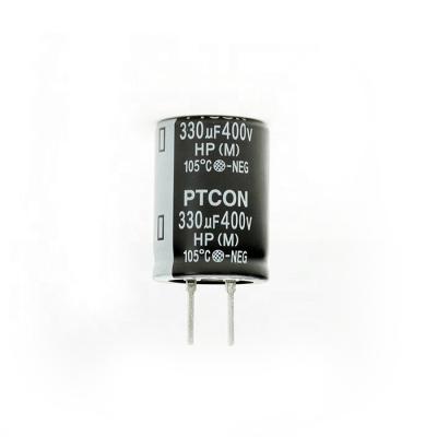 China High Quality Sufficient Price 30X40 400v 330uf General Purpose Lower Long Life PTCON Voltage Break In Aluminum Electrolytic Capacitor for sale