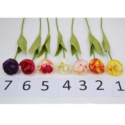 China Competitive Price Fabric Tulips Real Silk Artificial Flower Five-Layer Touch Single Tulip for sale