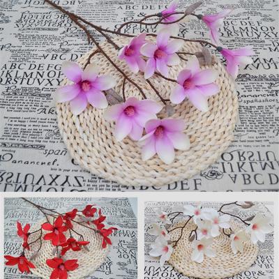 China Artificial Flower Decoration Silk Premium Quality Cloth Eight Heads Magnolias Flowers for sale