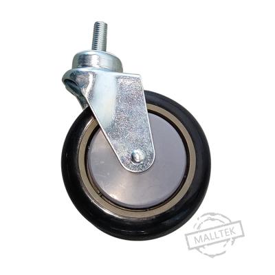 China Convenience Supermarket Trolley Accessories Metal PU Wheel Casters For Trolley for sale