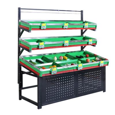 China Double sided metal display rack supermarket rack for vegetable and fruit for sale