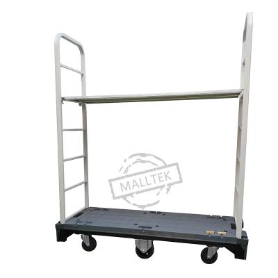 China Easy Assemble Metal Boat Style Warehouse Storage U Cart Six Wheel Balance Carts for sale