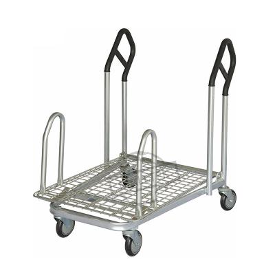 China 4 Wheel Industrial Warehouse Hand Push Easy-Transport Heavy Duty Folded Flat Cart for sale