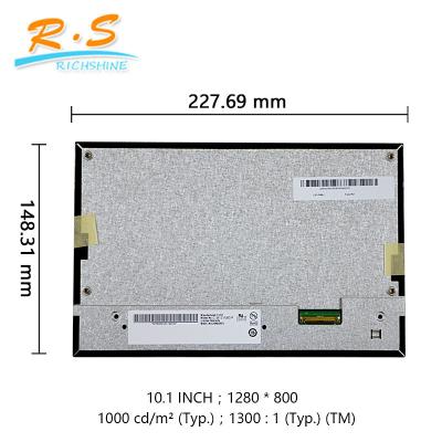 China 1000 Cd/M² 10.1 Inch Lvds LCD Display Module Industrial Screen G101EVN03.1 1280×800 Pixel for sale