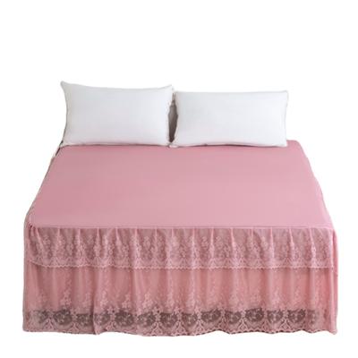 China Beautiful Korean style soft washed bedspread sheet embroidered luxury lace wedding bed skirt for sale