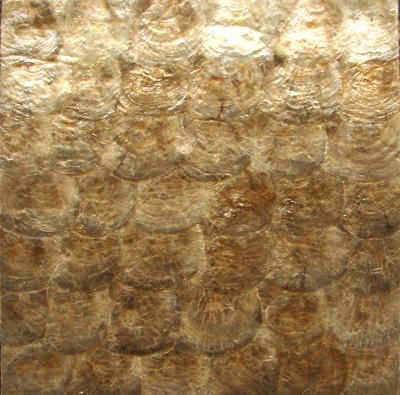 China Natural Sea shell Wall Covering Golden Capiz Shell Decorating Wall Panel for interior wall for sale