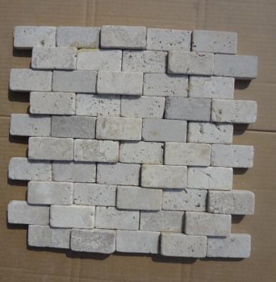 China China White Travertine Wall Mosaic Natural White Travertine 3D Mosaic Pattern Stone Mosaic for sale