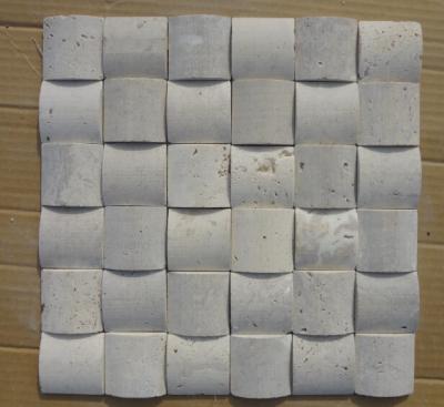 China Natural Stone Mosaic China White Travertine Mosaic with Convex Surface for Wall Decoration for sale