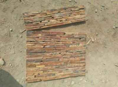 China Rust Slate Stone Wall Panel Rusty Slate Stone Veneer Multicolor Slate Ledgestone Panel for sale