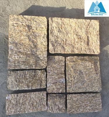 China Tiger Skin Yellow Granite Stone Paving Stone Patio Flooring Walkway Pavers Stone Pavement for sale