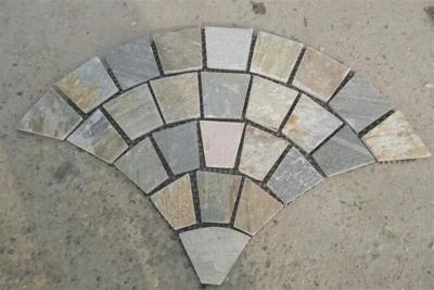 China Oyster Meshed Flagstone Split Face Oyster Flagstone Walkway Patios Fan Pattern Flagstone for sale