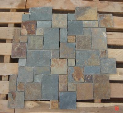 China Rusty Split Face Slate Flagstone Patio Natural Slate Paving Stone Flagstone Walkway Pavers for sale