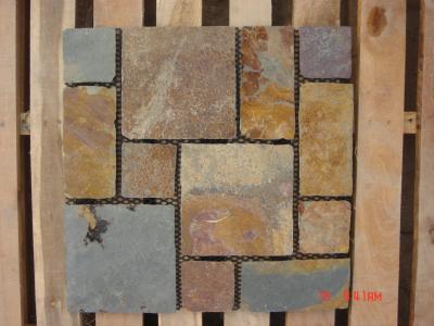 China China Multicolor Slate Meshed Flagstone Riven Slate Paving Stone Natural Flagstone Walkway Patios for sale