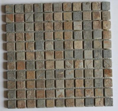 China Rusty Slate Stone Mosaic Natural Mosaic Pattern Wall Slate Mosaic Floor Tiles for sale