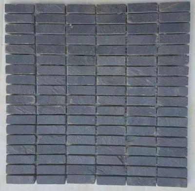 China Carbon Black Slate Mosaic Pattern Natural Stone Mosaic Wall Tiles Charcoal Slate Mosaic Parquet for sale