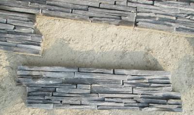 China Slim Strips Black Slate Culture Stone,Cemented Charcoal Slate Stacked Stone,Natural Stone Veneer for sale