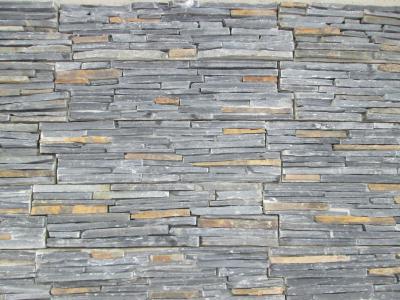 China Black Mixed Rusty Color Slate Slim Strips Cemented Together Stacked Stone,Z Stone Cladding Panel for sale