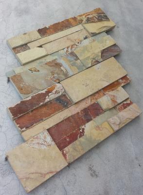 China Yellow Rusty Slate S Clad Stone Cladding,Split Face Slate 18x35 Thin Stone Veneer,Slate Culture Stone for sale