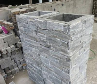 China Grey Slate Column,Natural Stone Pillar,Ledgestone Pillar,Grey Stone Postbox,Gate Grey Pillar for sale