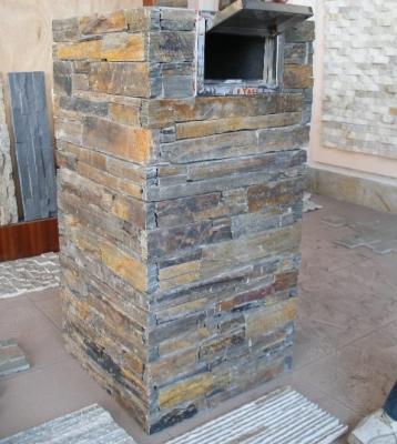 China Rusty Slate Column,Natural Stone Pillar,Ledgestone Pillar,Multicolor Stone Postbox,Gate Rusty Pillar for sale