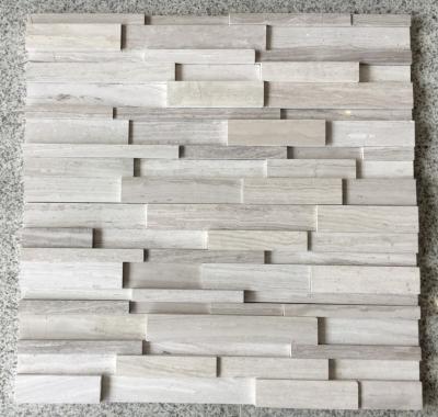 China White Wooden Marble 3D Culture Stone,White Serpeggiante Marble Ledgestone,Chenille White Marble Stacked stone,Wall Panel for sale