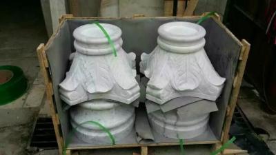 China Marble Column Top and Base, Guangxi White Marble Roman Column Cap Ionic Column Plinth for sale