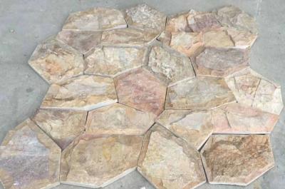 China New Yellow Slate Flagstone,Slate Flagstone Wall Cladding,Yellow Flagstone Walkway,Flagstone Patios for sale